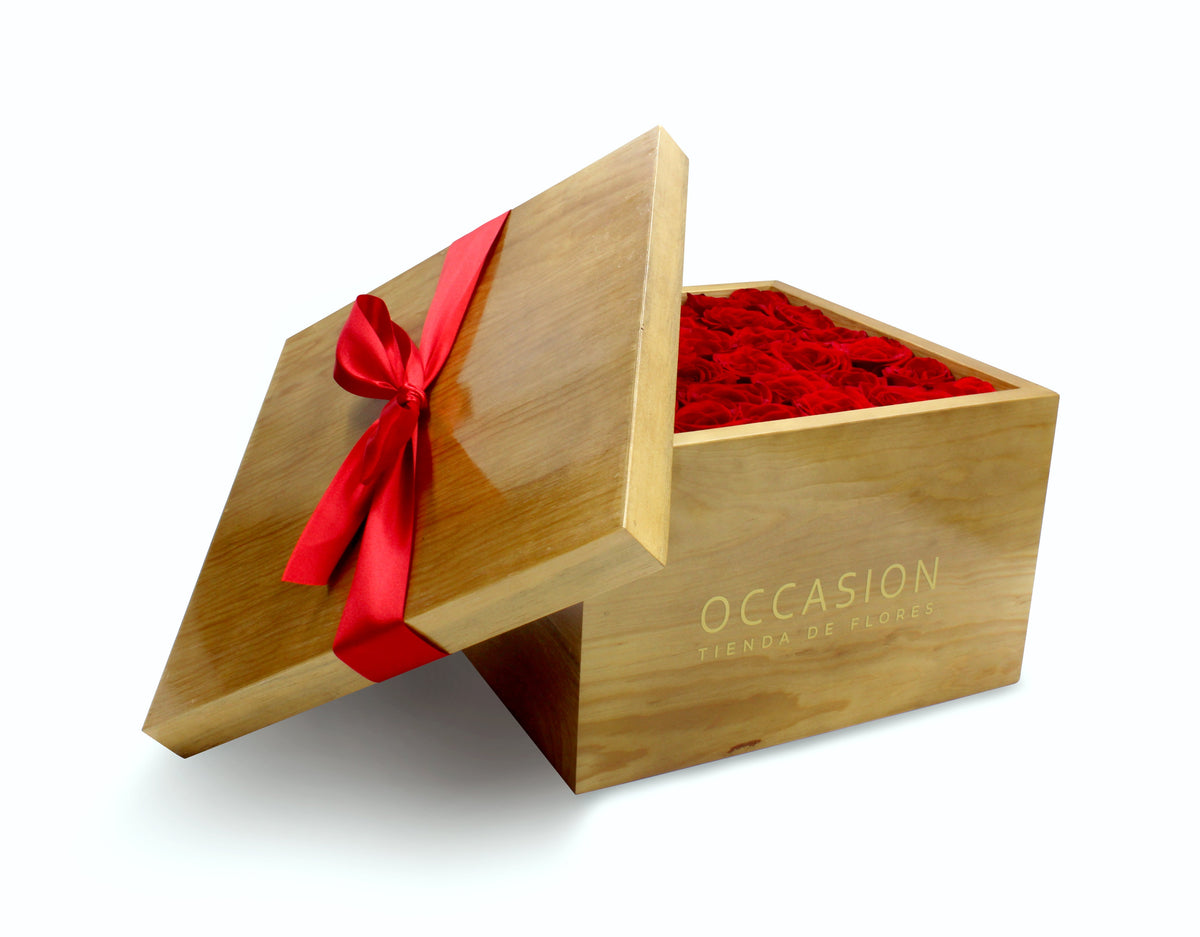 OCCASION TIENDA DE FLORES  Caja de Madera Rosas Rojas – Occasion Mty